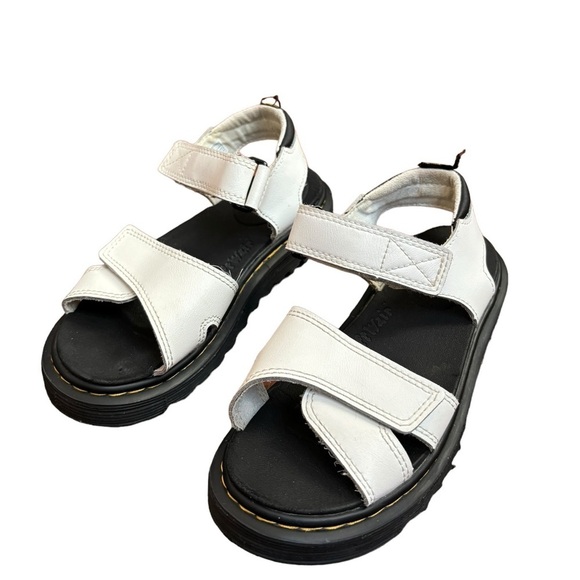 Dr. Martens JUNIOR VOSSIE LEATHER SANDALS US Size 1 EU 32 Hook & Loop White - Picture 4 of 13